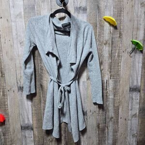 Tahari Womens Gray 100% Cashmere Open Front Shawl Collar Cardigan Sweater Robe